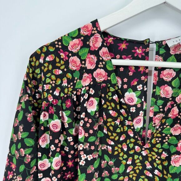 Topshop Nordstrom Floral Long Sleeve Belted‎ Midi Dress Size 2 - Picture 5 of 8